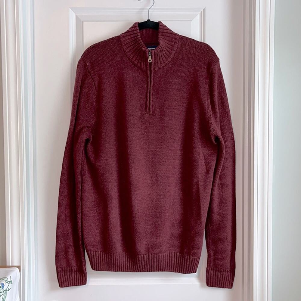 ⚡️ 3 for $30 ⚡️ Men’s Large Croft & Barrow Wine Red Quarter Zip Henley Sweater